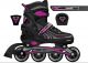 Soccerex adjustable Inline and balanced roller skates Combo Set for Kids, Black & Purple LF 6, Medium 35-38